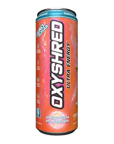 EHP LABS Oxyshred Ultra Energy RTD can with vibrant Proton Plasma design, highlighting the energy supplement beverage.