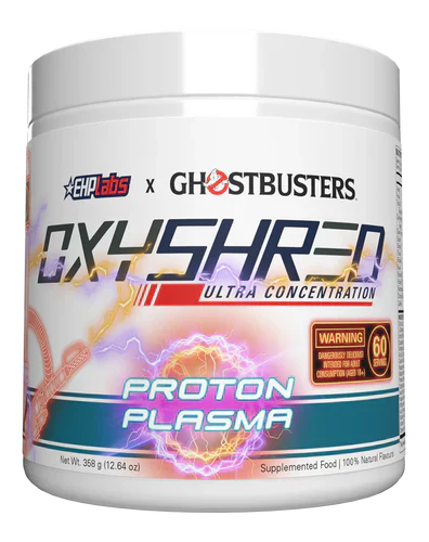 EHP LABS OxyShred supplement bottle with vibrant label design, featuring the EHP LABS logo and product branding.