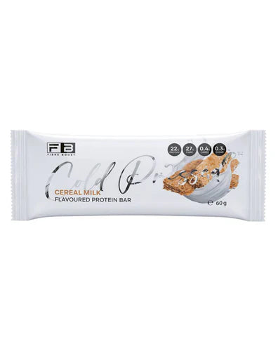 Fibre Boost Protein Bar with cold-pressed grains and cereal milk flavor, showcasing a nutritious snack bar.