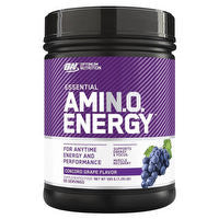 Optimum Nutrition Amin.O. Energy supplement container with label, showing nutritional information and product branding.