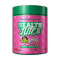 Bottle of The X Athletics Daily Greens health juice with fresh greens and vibrant label, promoting health and wellness.