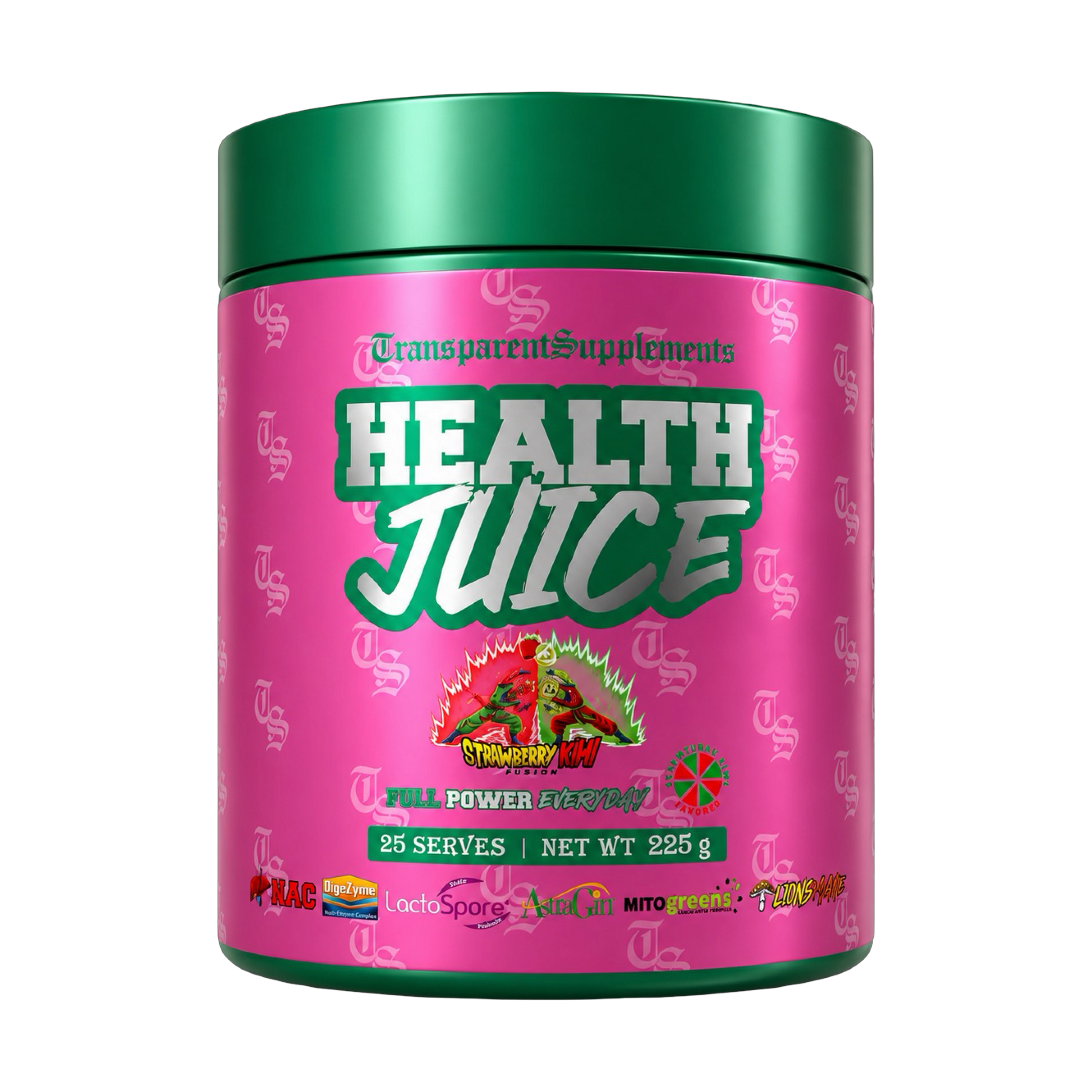 Health Juice Daily Greens by The X Athletics, fresh green health and wellness drink in a clear glass with vibrant green color.