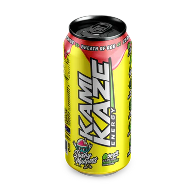 KAMIKAZE ENERGY product image showing the packaging with the KAMIKAZE logo and branding on a sleek, modern design.