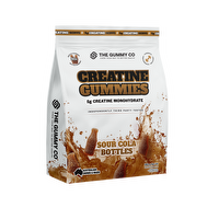 Two TGC Creatine Gummies by The Gummy Co, showing colorful, chewy creatine supplement gummies in a close-up view.