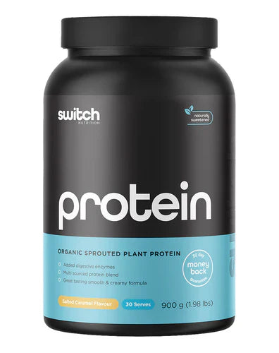 Switch Nutrition Protein Switch container with label showing nutritional info and brand logo, emphasizing protein supplement.
