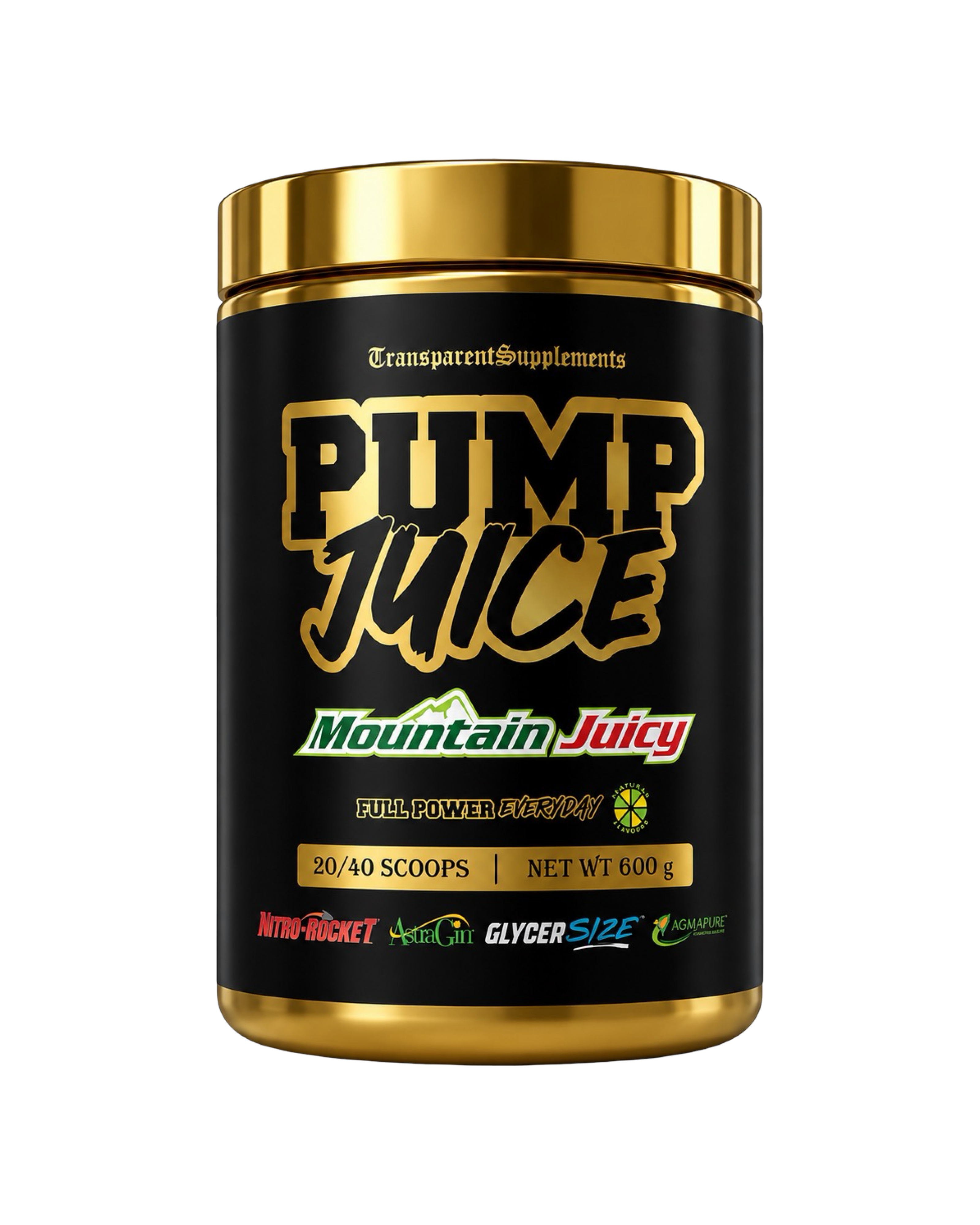 Pump Juice non-stimulant pre-workout powder from The X Athletics in a container with scoop and label, caffeine-free performance supplement.