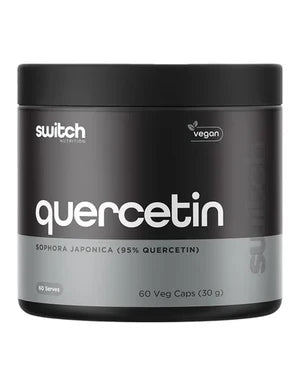 Switch Nutrition Quercetin supplement bottle with label displaying supplement facts and brand logo.