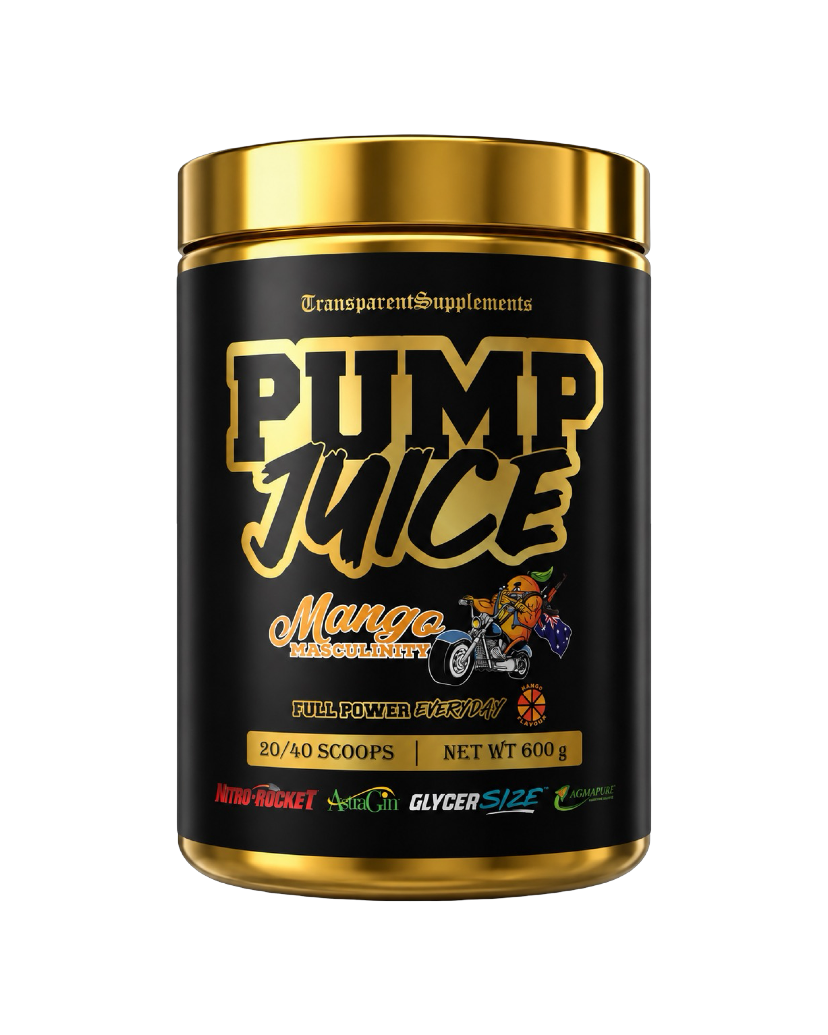 Pump Juice non-stimulant pre-workout supplement by The X Athletics, featuring a sleek bottle with vibrant label design.