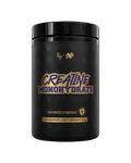 Unflavored creatine monohydrate powder in a clear container from The X Athletics, part of Transparent Supplements, 1kg.