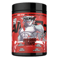 Nexus Nutrition AMP3D 2.0 Non-Stim Pre-Workout tub with red sour straps flavor and supplement label visible.