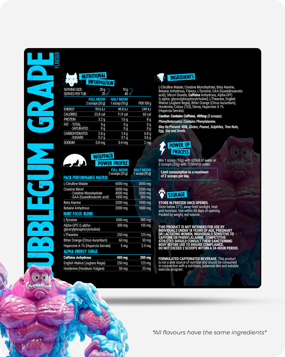 Black Wolf Pre-Workout supplement by Black Wolf Nutrition, showing the black and white container with product label.