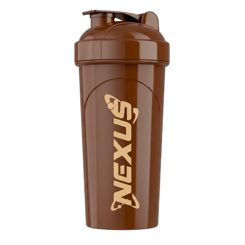 700ml brown Nexus Nutrition OG Nexus shaker bottle with a secure lid and mixing ball for smoothies and protein shakes.