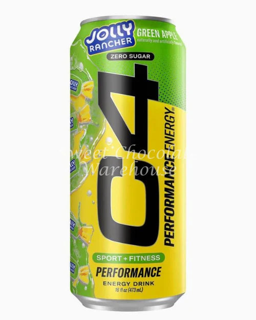 Cellucor C4 Carbonated RTG energy drink in green apple flavor, 473ml can with vibrant green design and product label.