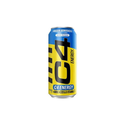 Cellucor C4 Carbonated RTG energy drink with Frozen Bombsicle flavor in a sleek can, showcasing vibrant packaging and branding.