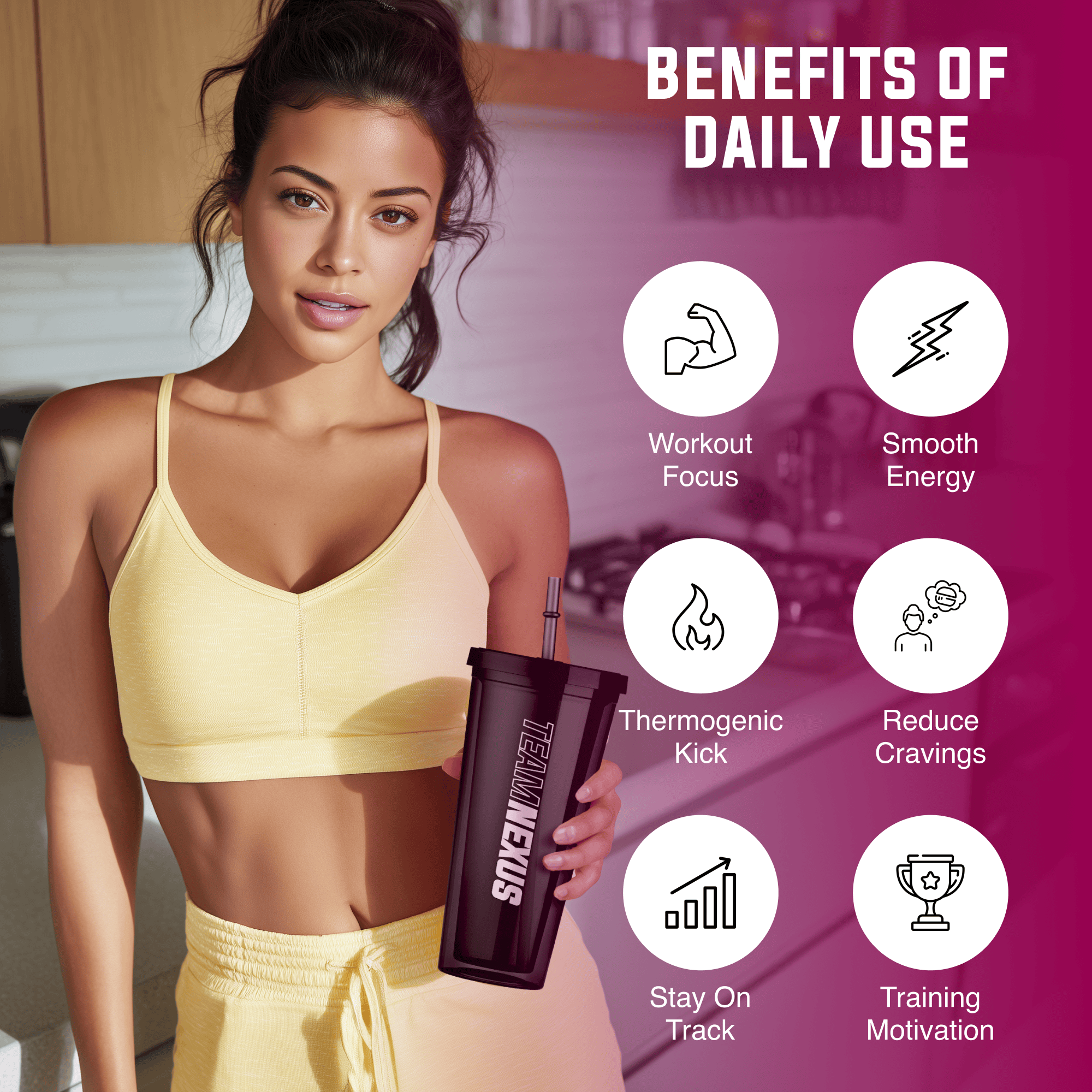 Nexus Nutrition EasyBurn NEXUS supplement in Cosmic Berry Blast flavor, featuring the supplement bottle with colorful label design.