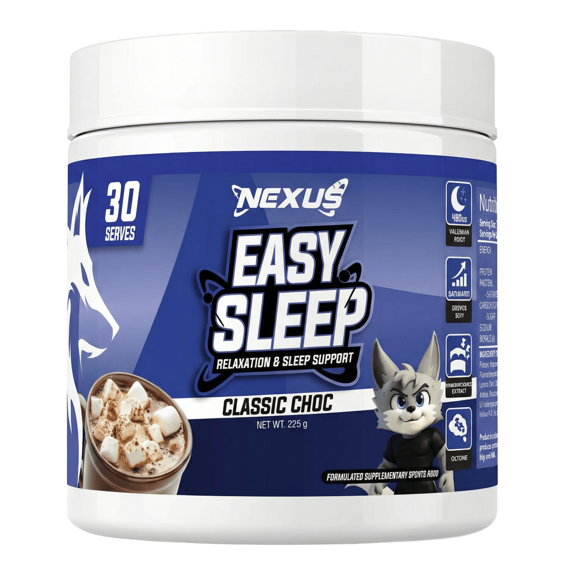Nexus Sports Nutrition Easy Sleep essentials bottle with capsules, designed to promote restful sleep and relaxation.