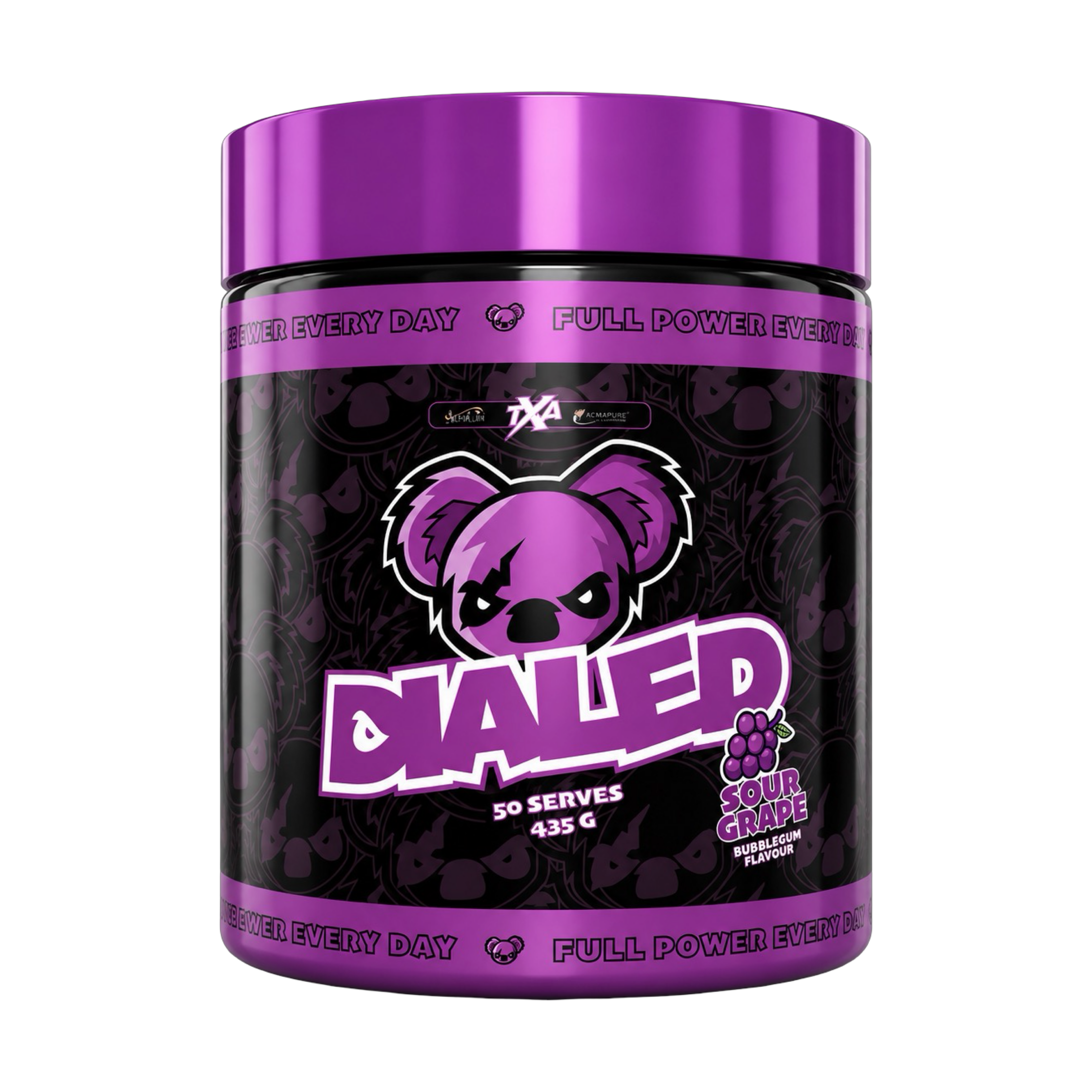 Dialed Pre Workout supplement by The X Athletics in a sleek container, ready for gym use and fitness training.