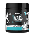 Nexus Sports Nutrition NAC essentials supplement bottle with label, close-up of the supplement container on a plain background.