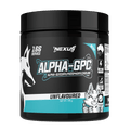 Nexus Sports Nutrition Alpha GPC essentials supplement bottle with label, showcasing dietary supplement for cognitive support.