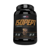 EHP LABS ISOPEPT protein powder container with label, showcasing the EHP LABS brand and product packaging.