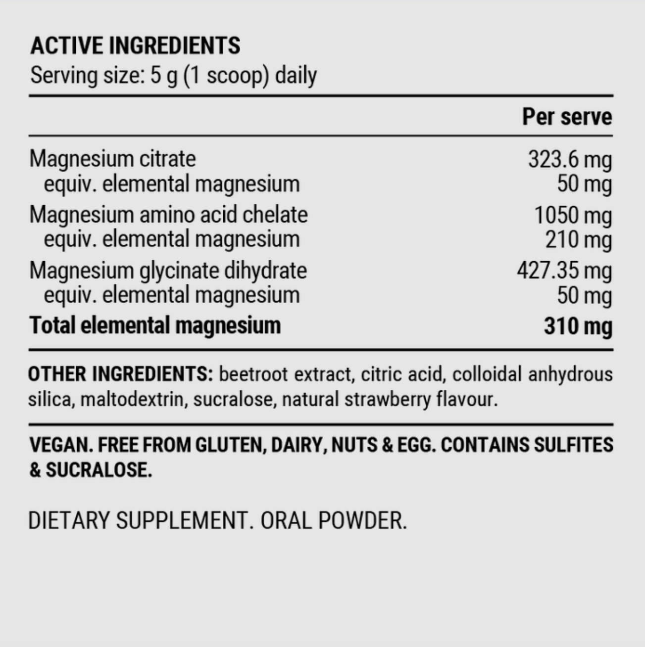 Pillar Performance Triple Magnesium Powder in a resealable jar, showing the white powder and nutrition label on the packaging.
