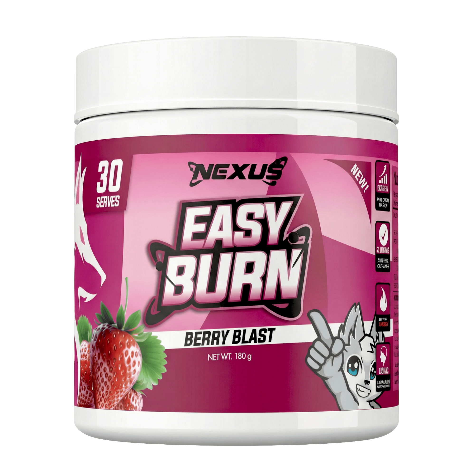 Nexus Nutrition EasyBurn NEXUS SAMe supplement bottle with label showing supplement details and branding.