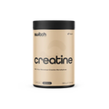 Container of Switch Nutrition Creatine Monohydrate supplement with 100 servings, featuring a black and green label design.