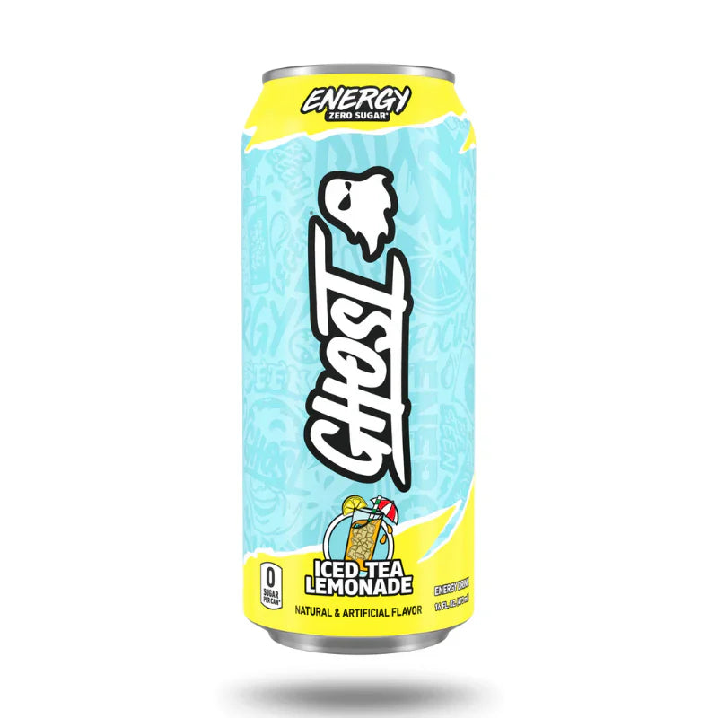 GHOST ENERGY drink can with vibrant label design, showcasing the GHOST brand and energetic branding elements.