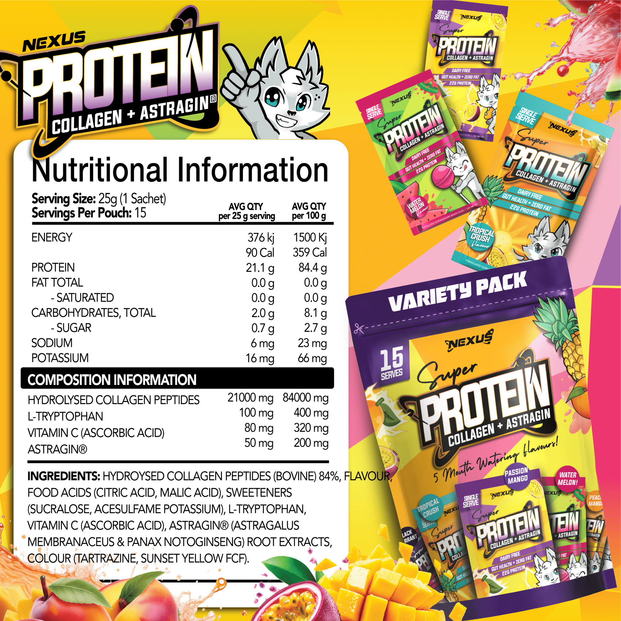 Assorted Nexus Sports Nutrition protein water bottles in a variety pack with different flavors and colorful labels on a white background.