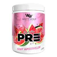 White Wolf PR3 V2 from WhiteWolf Nutrition, showing the supplement container with label and branding on a plain background.