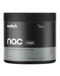 Switch Nutrition N-Acetyl L-Cysteine (NAC) capsules in a bottle, showing the supplement's label and capsules inside.
