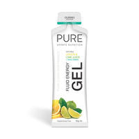 Pure Sports Nutrition PURE FLUID ENERGY GEL in a squeeze packet, designed for quick energy boost during sports activities.