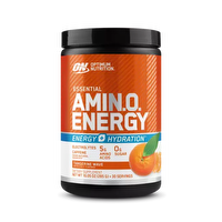 Optimum Nutrition Amin.O. Energy + Electrolytes powder packet with vibrant label design and flavor indicators on the front.