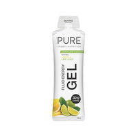 Pure Sports Nutrition Pure Fluid Energy Gel packet, close-up showing the brand logo and vibrant packaging design.