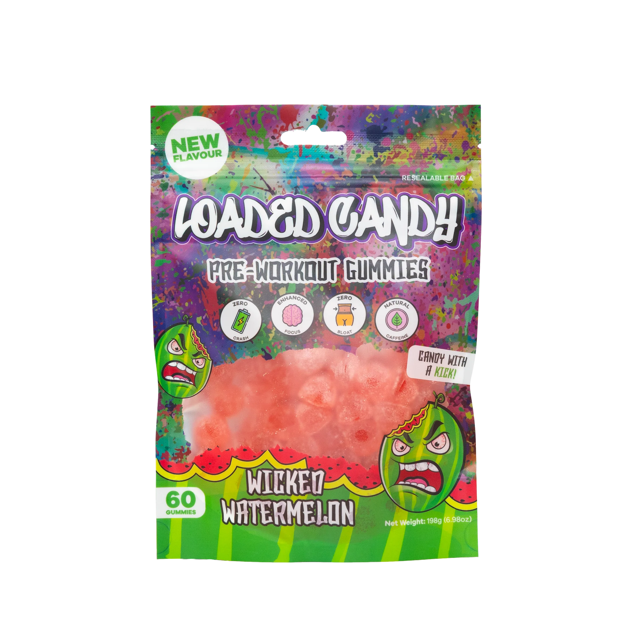 Loaded Candy Pre-Workout Gummies - Wicked Watermelon 198g