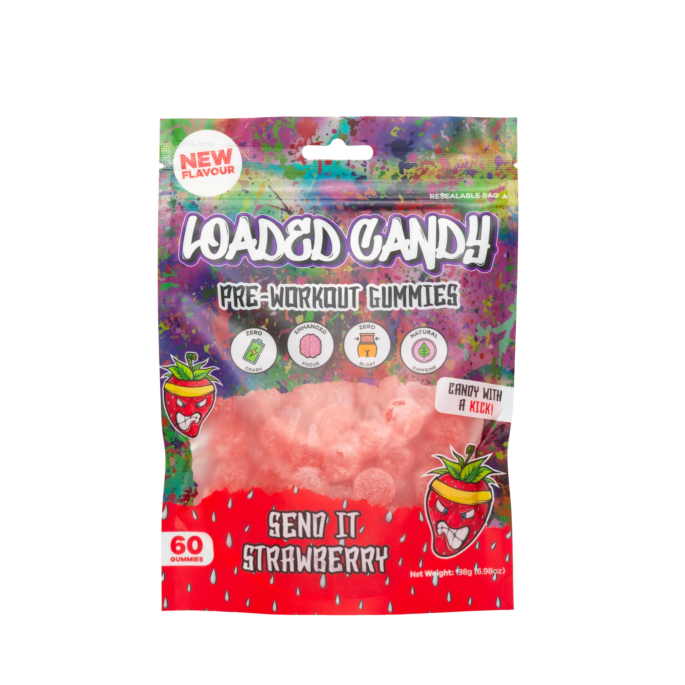 Loaded Candy Pre-Workout Gummies - Send It Strawberry 198g