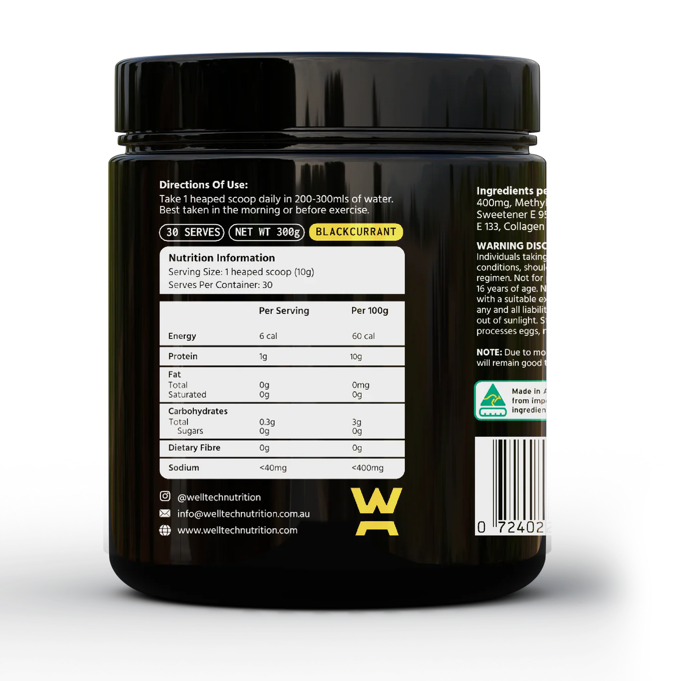 Welltech Nutrition Ligain with Decapeptide-4 - Nutrition Panel Blackcurrant 300g 30 Serves