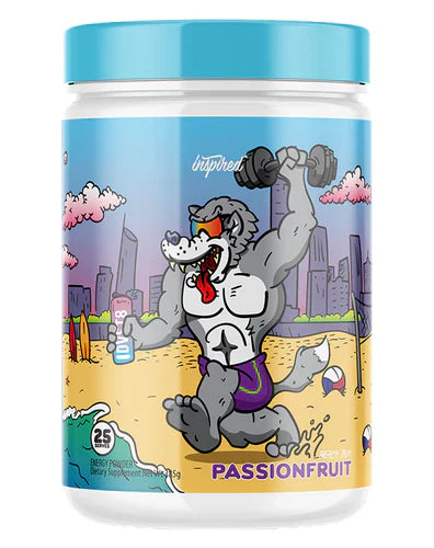 INSPIRED DVST8 BBD supplement bottle from INSPIRED NUTRACEUTICALS, featuring a beach-themed design on the label.