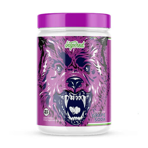 INSPIRED DVST8 BBD supplement bottle from INSPIRED NUTRACEUTICALS with a grape soda flavor label.