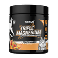 Nexus Sports Nutrition Triple Magnesium supplement in Peach Mango flavor, featuring a vibrant bottle with peach and mango imagery.