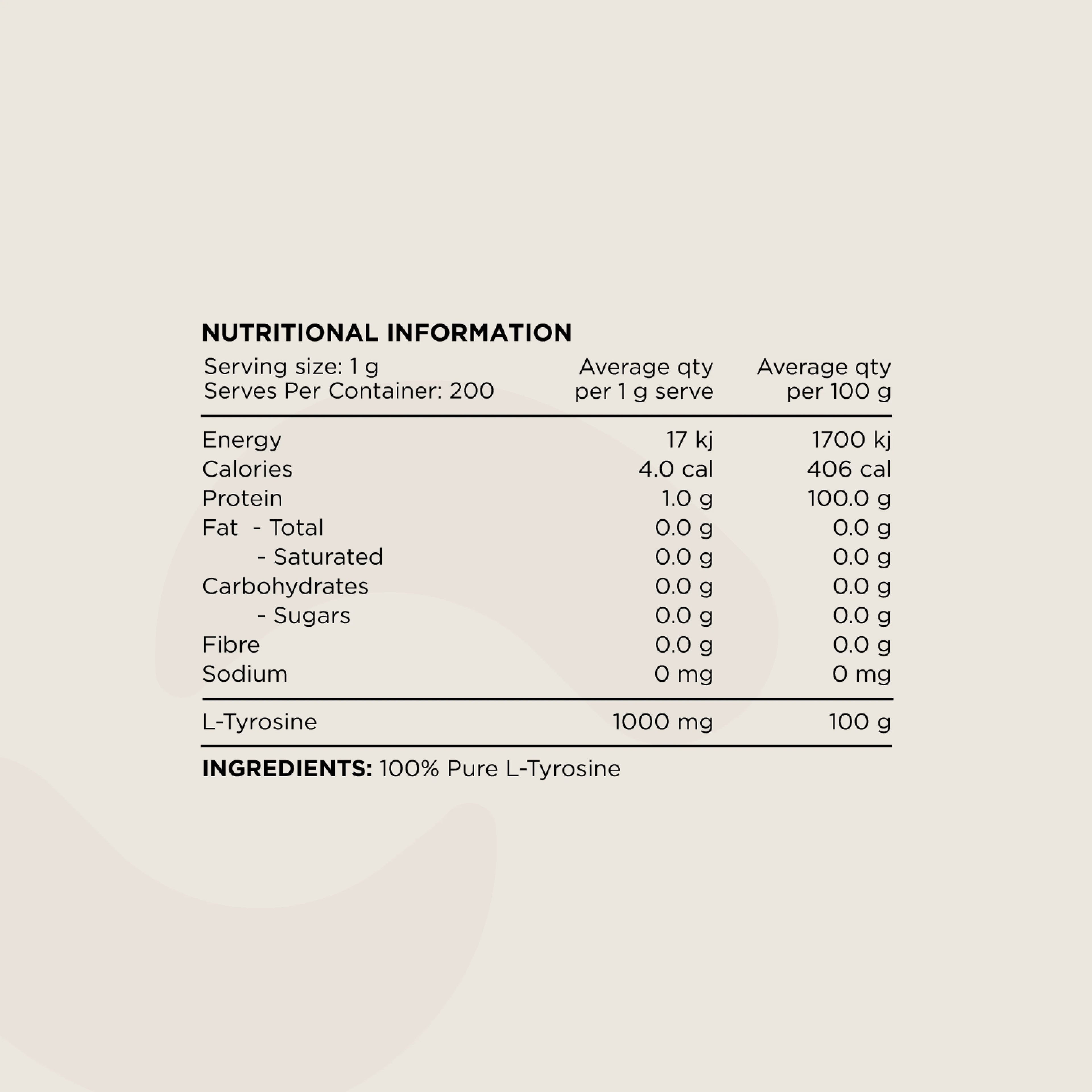 Switch Nutrition Tyrosine supplement container showing the label and product branding.