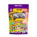 Assorted Nexus Sports Nutrition Protein Water variety pack featuring multiple bottles of flavored protein water drinks.