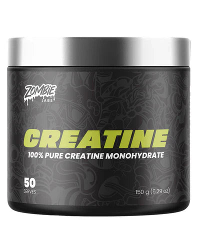 ZOMBIE LABS Creatine Monohydrate powder in a 150g container for muscle strength and athletic performance.