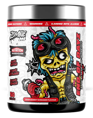 ZOMBIE LABS End of Days sour gummy candy from ZOMBIE LABS featuring zombie-themed packaging and colorful gummy sweets.